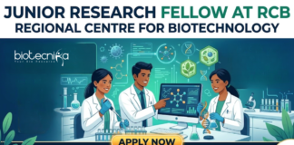 Junior Research Fellow at RCB. Masters in Biotechnology Candidates, Apply Now For JRF Position. Opportunity in Faridabad.