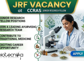 JRF Vacancy at CCRAS-CSMCARI. Masters in Biotechnology & Microbiology Candidates, Apply Now and Earn ₹48,100/- pm.