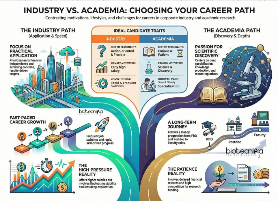 Biotechnology jobs salary comparison showing biotech research roles, biotechnology career options and highest paying biotech jobs in industry vs academia.