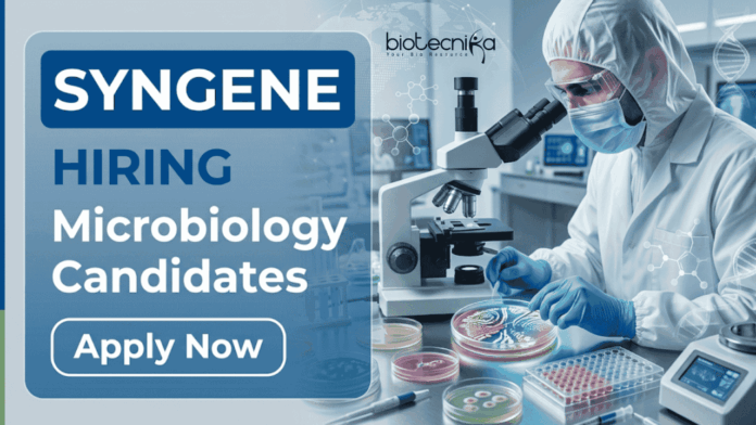 Syngene (10) Apply for Microbiology Jobs under Syngene Career. QC Analyst Jobs for BSc/MSc Candidates in Pharma Quality Control and Lab Testing Roles.