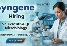 Entry Level Microbiology Jobs – Sr. Executive QC Microbiology at Syngene | Apply Now Entry level microbiology jobs at Syngene in Bangalore for life science students in QC Microbiology