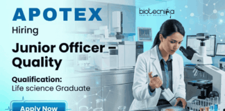 Junior Officer – Quality at Apotex – Life science jobs, QC jobs, and Apotex careers in Bangalore