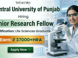 Junior Research Fellow opportunity in life sciences research under CUP recruitment for advanced scientific research careers.