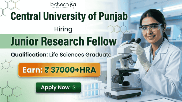 Junior Research Fellow opportunity in life sciences research under CUP recruitment for advanced scientific research careers. Junior Research Fellow opportunity in life sciences research under CUP recruitment for advanced scientific research careers.