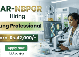 Young Professional Recruitment at ICAR NBPGR | Life Science Research | Earn: Rs.42,000/- | Apply Now Young Professional opportunity in research jobs under ICAR NBPGR recruitment for agriculture and plant science careers.