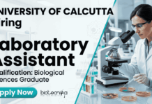 Laboratory Assistant Jobs at University of Calcutta | Biological Sciences Jobs | Apply Now University of Calcutta offers Laboratory Assistant Jobs in Biological Sciences Research
