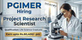 PGIMER Recruitment 2026 for Research Scientist Jobs | Life Sciences Jobs | Earn upto Rs.80,400/- pm PGIMER Recruitment 2026 offers high-paying Research Scientist Jobs in life science research