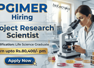 PGIMER Recruitment 2026 for Research Scientist Jobs | Life Sciences Jobs | Earn upto Rs.80,400/- pm PGIMER Recruitment 2026 offers high-paying Research Scientist Jobs in life science research