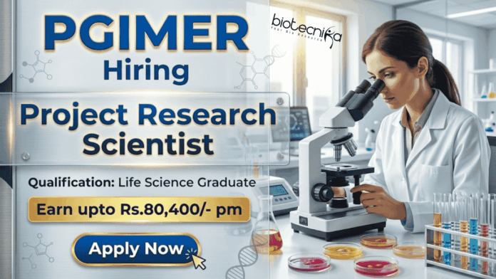 PGIMER Recruitment 2026 offers high-paying Research Scientist Jobs in life science research