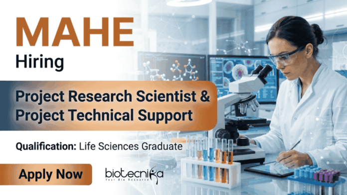 MAHE recruitment opens research jobs in life sciences research under ICMR project MAHE recruitment opens research jobs in life sciences research under ICMR project