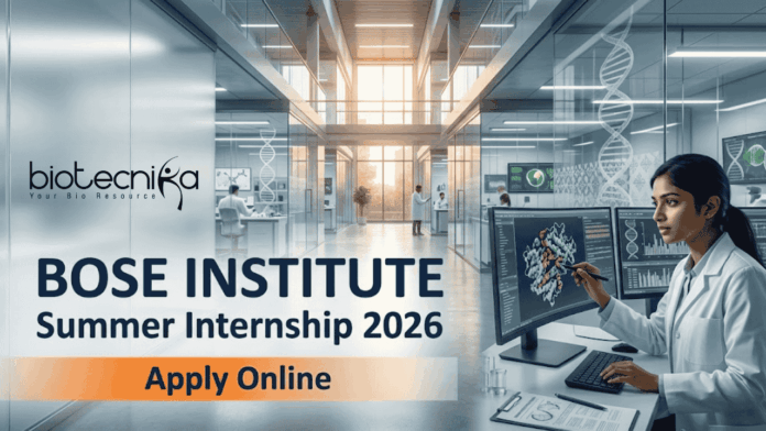 Apply for Bose Institute Summer Internship 2026 – Prestigious life science and research internship opportunity in India. Bose Institute Summer Internship 2026 life science research internship for MSc students in India