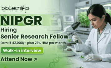 SRF Life Sciences Jobs 2026 at NIPGR | Attend Walk-In-Interview SRF Jobs NIPGR Recruitment 2026 Research Jobs Walk-in Delhi