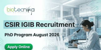 PhD in life sciences announcement under IGIB PhD Program and csir igib recruitment 2026