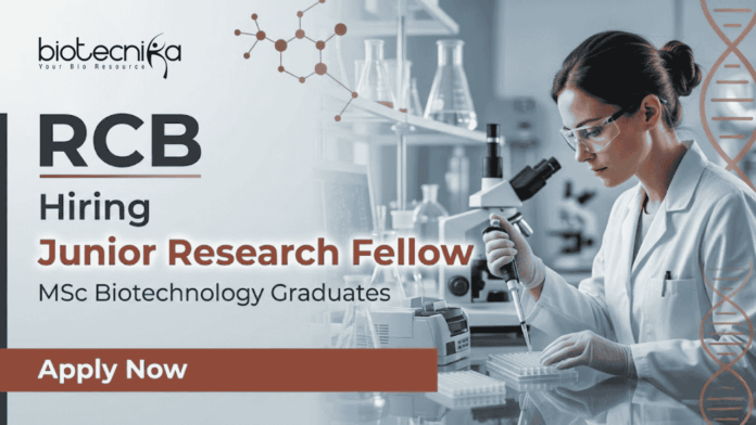 JRF Recruitment 2026 RCB Recruitment Biotechnology Job Faridabad