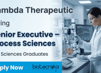 Biotechnology Jobs at Lambda Therapeutic Research | Senior Executive Role | Apply Now Biotechnology jobs at Lambda Therapeutic Research Senior Executive Process Sciences Lambda careers Life science jobs