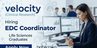 Life science jobs EDC Coordinator velocity careers Clinical research jobs clinical trial data management role