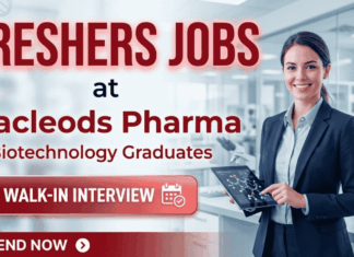 Biotechnology Jobs for Freshers at Macleods Pharma | Walk-In Interview | Attend Now Biotechnology Jobs for Freshers at Macleods Pharma walk in interview