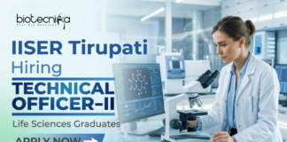IISER Tirupati recruitment research jobs Technical Officer biotechnology life science