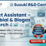 Life Science Jobs for Freshers at Suzuki R&D Center India Project Assistant microbial research job