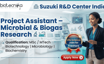Life Science Jobs for Freshers | Suzuki R&D Center India Hiring for Project Assistant Role | Apply Now Life Science Jobs for Freshers at Suzuki R&D Center India Project Assistant microbial research job