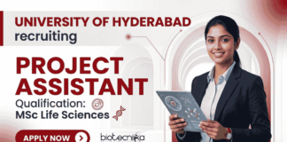 University of Hyderabad announces Project Associate Jobs in Life Science Research