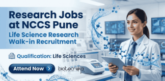 NCCS Pune Research Jobs 2026 – Life Science Research Walk-in Interviews NCCS Pune announces multiple Research Jobs in Life Science Research projects