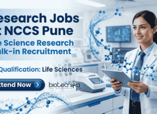 NCCS Pune Research Jobs 2026 – Life Science Research Walk-in Interviews NCCS Pune announces multiple Research Jobs in Life Science Research projects