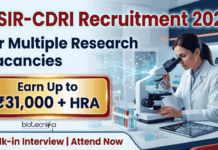 Life Science Research Jobs at CSIR-CDRI | Walk-in | Earn Up to ₹31,000 + HRA CDRI Recruitment 2026: Walk-in for Life Science Research Jobs in Lucknow