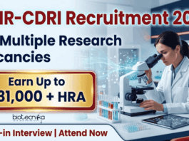 CDRI Recruitment 2026: Walk-in for Life Science Research Jobs in Lucknow