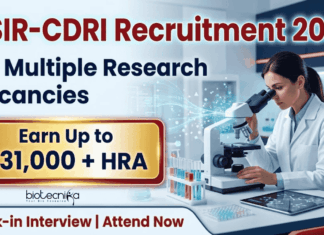 Life Science Research Jobs at CSIR-CDRI | Walk-in | Earn Up to ₹31,000 + HRA CDRI Recruitment 2026: Walk-in for Life Science Research Jobs in Lucknow