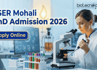 IISER Mohali PhD Admission 2026 now open for Biological Sciences and interdisciplinary research programs