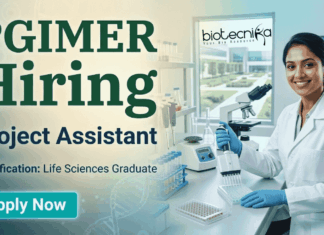 Project Assistant Job at PGIMER Recruitment 2026 | Life Science Jobs | Apply Now