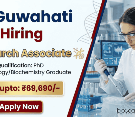 Research Associate Job at IIT Guwahati | Earn Rs. 69,690/- month| Biotechnology Jobs Apply Now Research Associate job IIT Guwahati Recruitment Biotechnology jobs apply