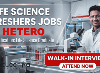 Hetero careers open for life science freshers jobs | QA QC jobs walk-in drive 2026