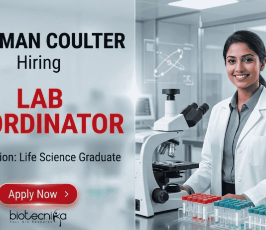 Life Science Jobs at Beckman Coulter Careers – Lab Coordinator Job | Apply Now Life science jobs at Beckman Coulter careers | Lab coordinator job Bangalore