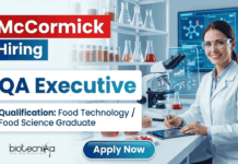 Food Technology Jobs at McCormick | QA Executive Role | Apply Now McCormick Hiring QA Executive | Food Technology Jobs