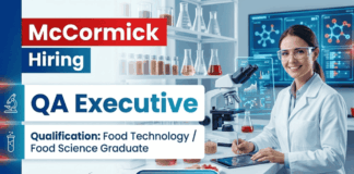 McCormick Hiring QA Executive | Food Technology Jobs
