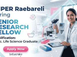 SRF Jobs open at NIPER Raebareli Recruitment for Life Science Research candidates