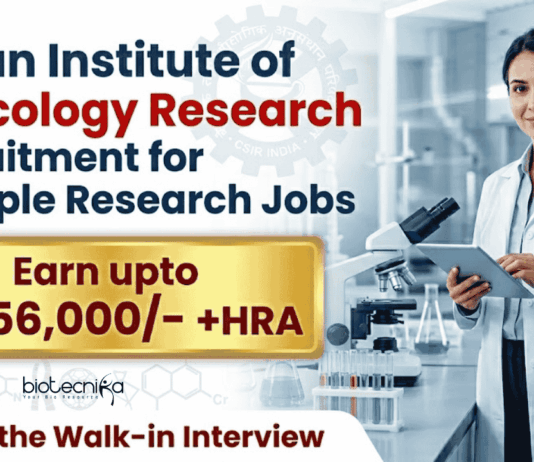 CSIR IITR Recruitment 2026 open for Research Jobs in Life Science Research