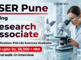 IISER Pune Recruiting for Research Associate Jobs in Life Sciences Research | Earn upto: Rs. 58,000 + HRA | Attend walk-in interview IISER Pune recruitment for Research Associate jobs in Life sciences research