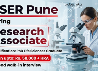 IISER Pune recruitment for Research Associate jobs in Life sciences research