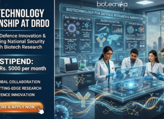 Biotechnology Internship at DRDO-INMAS | UG & PG Candidates, Apply Now | Earn a Stipend of ₹5000/- per month Biotechnology Internship at DRDO-INMAS. Undergraduate & Postgraduate Biotech Candidates, Apply Now. Earn a Stipend of ₹ 5000 per month.