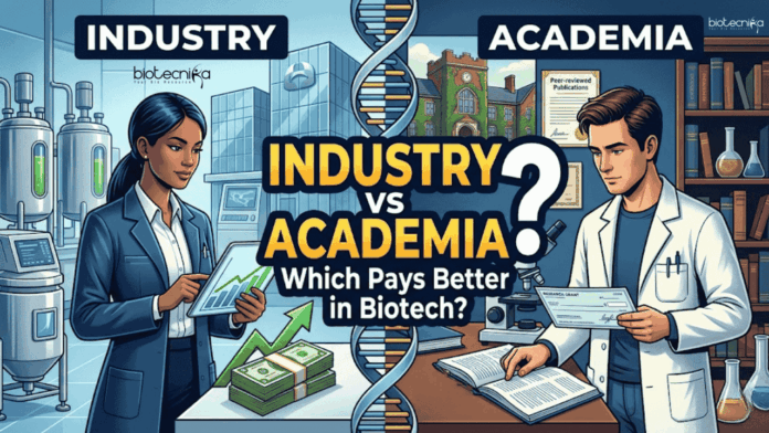 Biotechnology jobs in industry vs. academia: a clear look at biotech research salaries and the highest-paying biotech career options. Biotechnology jobs in industry vs. academia: a clear look at biotech research salaries and the highest-paying biotech career options.