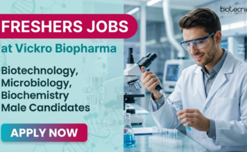 Quality Assurance Jobs for Freshers at Vickro Biopharma | BSc/ MSc Male Candidates Can Apply Apply for Freshers Quality Assurance Jobs at Vickro Biopharma. BSc/ MSc Male Candidates Start your Career in Life Sciences in Hyderabad.