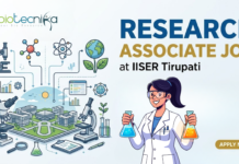 Research Associate Job at IISER Tirupati. Life Sciences Candidates, Apply Now. Research Opportunity in Muscle Aging & Mitochondria.
