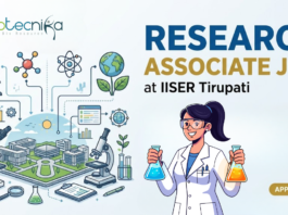 Research Associate Job at IISER Tirupati. Life Sciences Candidates, Apply Now. Research Opportunity in Muscle Aging & Mitochondria.