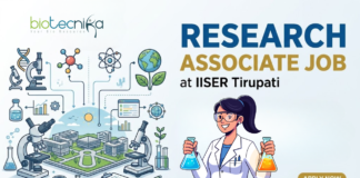 Research Associate Job at IISER Tirupati. Life Sciences Candidates, Apply Now. Research Opportunity in Muscle Aging & Mitochondria.