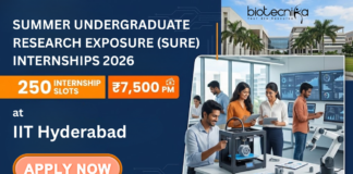 Summer Internship 2026 at IIT Hyderabad. Biology Candidates, Apply Now for the 250 Internship Slots & Earn ₹7,500 per month.