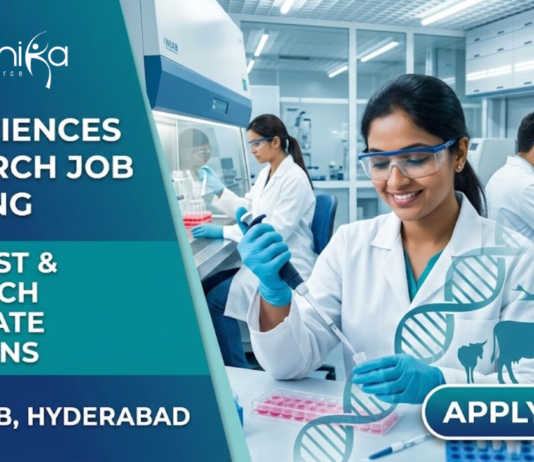 Life Sciences Research Job at NIAB (National Institute of Animal Biotechnology). Apply Now & Earn Upto ₹56,000.