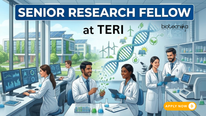 Senior Research Fellow at TERI. Biotechnology, Microbiology, Molecular Biology, or related Life Sciences Candidates, Apply Now. Senior Research Fellow at TERI. Biotechnology, Microbiology, Molecular Biology, or related Life Sciences Candidates, Apply Now.